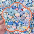 Blue and purple resin cartoon charms set with sweets and bow shapes for DIY crafts - Color Mixing By Weight - Summer Blue Tones / Sold By Weight