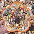 Brown and cream resin DIY charms including cartoon bears, cookies and burgers in a bowl - Color Mix By Weight - High-end Coffee / Sold By Weight