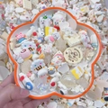 DIY cream glue kit with resin cartoon charms including Hello Kitty and Cinnamoroll - Color Scheme By Weight - Pure Milky White / Sold By Weight
