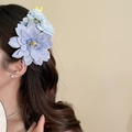Elegante blaue Blumen-Haarklammer mit zarten Stoffblumen für ein stilvolles Haarstyling - 53# Entenschnabel-Clip - Ätherische Kunstblume / Einzelstück / Blau
