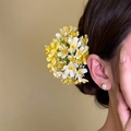 Pince à cheveux fleurie jaune et blanche élégante pour accessoire d'été - Pince Crabe (52#) / 1 Pièce / Jaune