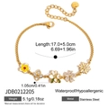 Gold stainless steel flower charm bracelet with colorful crystals and adjustable chain - Flower and Colorful Crystal Style (JDB0212205)