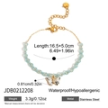 Stainless steel butterfly bead bracelet with 16.5+5cm adjustable length - Blue Bead Butterfly Style (JDB0212208)