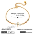 Close-up detail of gold dragonfly bracelet featuring zircons and technical specifications - Dragonfly and Colorful Rhinestone Style (JDB0212209)