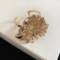Elegant exaggerated gold metal flower ring with adjustable band and crumpled texture - Bracelet (1#)