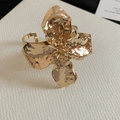 Exaggerated golden metal flower cuff bangle with hammered texture design for women - Bangle (3#)