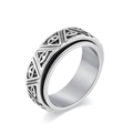Detailansicht der Horusauge-Gravur auf einem drehbaren Ring aus silbernem Titanstahl - Größe 6 / Silber