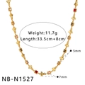 Goldener Edelstahlschmuck mit geometrischen Anhängern und bunten quadratischen Steinen - Geometrischer Quadratischer Edelsteinstil (NB-N1527) / 18K-Gold