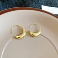 Minimalist golden crescent moon stud earrings with a polished mirror finish for women - Minimalist Mirror Polished Crescent / 30# Oval Ear Hooks (Gold Plated)