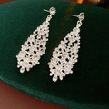 Silver teardrop dangle earrings featuring pavé crystals on a green velvet display - Gorgeous Hollow Waterdrop / 31# Silver Needle Rhinestone Irregular Rhombus Studs
