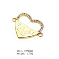 Makro-Detail des goldenen Herzverbinders mit Sternmuster und Zirkon-Akzenten für DIY-Schmuck - Asymmetrisches Sternmuster Zirkonia Herz Stil 4