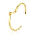 Minimalistische goudvergulde roestvrijstalen C-vormige open armband met golfdesign - Golvende Gedraaide Stijl