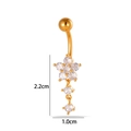 Gold-plated floral navel ring with cubic zirconia stones and tassel, size 1.0cm by 2.2cm - Flower Tassel Style (2642-1#) / Gold