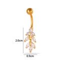 Elegant gold stainless steel belly button ring with zircon leaf pendant, 2.0x0.9cm size - Leaf Tassel Style (2642-2#) / Gold