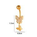 Elegant gold butterfly belly button ring featuring sparkling cubic zirconia stones - Butterfly Tassel Style (2642-3#) / Gold