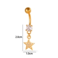 Elegant gold stainless steel belly button ring featuring a sparkling zircon star pendant - Star Pendant Style (2642-6#) / Gold