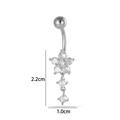 Silver flower navel piercing in stainless steel with cubic zirconia dangle, 2.2cm. - Flower Tassel Style (2642-1#) / Silver