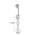 Silver navel piercing with dangling cubic zirconia stones measuring 2.1cm by 0.5cm - Waterdrop Tassel Style (2642-5#) / Silver