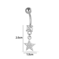 Silver stainless steel belly button ring with sparkling zircon star pendant dangling charm. - Star Pendant Style (2642-6#) / Silver