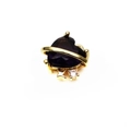 Detailed shot of purple heart crystal pendant with golden orbital ring and small zircon - Heart Planet Style - Purple