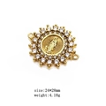 Conector de pulsera Virgen María en metal dorado y circón para creación de joyas DIY - Estilo Virgen María Pavé Doble Fila (1)