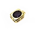 Detailed view of deep purple oval crystal pendant with a thick gold metal base - Rectangle Style - Purple