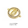 Dettaglio connettore Madonna placcato oro con zirconi per creazione braccialetti fai da te - Stile Vergine Maria Cornice Tonda Semplice (5)