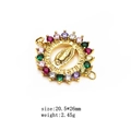 Détail du connecteur Vierge Marie doré avec zircons colorés et gravure de Guadalupe - Style Rond Multicolore 2 (4854444920731)