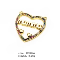 Golden heart Mamma pendant with colorful zircon micro-inlay and double heart charms - Mamma Heart Pendant Only (Without Chain) / Gold