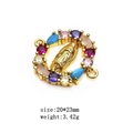 Détail macro du connecteur Vierge Marie avec zircons colorés pour bijoux DIY - Style Anneau Suspendu Ovale 4 (4854444920733)