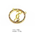 Gold circular pendant with colorful zircons and pregnant mother silhouette DIY charm - Pregnant Silhouette Circle Pendant Only (Without Chain) / Gold