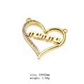Detailed view of a gold heart pendant with mamma lettering and cubic zirconia accents - Openwork Mamma Heart Pendant Only (Without Chain) / Gold