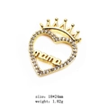 Detailed view of gold crown heart mama pendant with zircon stones and dimensions - Crown Heart Mama Pendant Only (Without Chain) / Gold