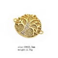 Macro shot of gold Tree of Life jewelry connector with zircon pavé for DIY bracelet making - White Zirconia Round Tree Connector (2)