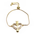 Close-up of gold-plated adjustable heart bracelet with micro-p鑲ed cubic zirconia stones - Arrow Heart Pave White Zircon Style (17) / Gold