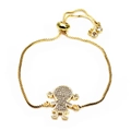 Detail of adjustable gold box chain bracelet with micro-paved zircon girl charm - Rhinestone Little Girl Style (11)