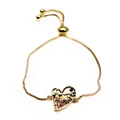 Macro shot of gold adjustable box chain bracelet with heart-shaped I Love You pendant - I Love You Hollow Heart Multicolor Zircon Style (23) / Gold