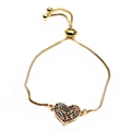 Close-up of golden heart bracelet with colorful cubic zirconia and adjustable slide clasp - Heart Multicolor Pave Zircon Style (24) / Gold