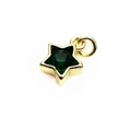 Detailed view of a 14K gold plated star pendant with green zircon for DIY jewelry making - Green