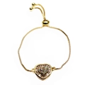Detail of adjustable gold box chain with multi-color zircon heart pendant for women - Multicolor Pave T-Square Zircon Heart Style(26) / Gold
