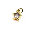 Macro detail of a 14K gold-plated star charm featuring a sparkling cubic zirconia stone - White