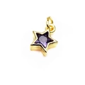 Macro detail of 14K gold plated star pendant featuring a purple cubic zirconia inlay - Light Purple