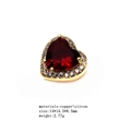 Vue détaillée du pendentif cœur en cuivre avec zircon rouge et bordure en cristal - Style Cœur Rouge Foncé (09774-3)