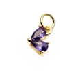 Detail of 14K gold plated heart pendant with purple pear-cut cubic zirconia and jump ring - Light Purple