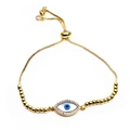 Macro detail of adjustable evil eye bracelet with cubic zirconia and blue center - Marquise Style (4)