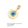 Macro view of gold devil eye pendant with LOVE engraving and shell zircon details - Evil Eye Arrow Style (1)