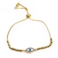 Detail of adjustable evil eye bracelet with micro-pave zircon and golden beads - Pave Oval Style (12)