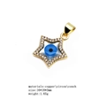 Macro view of gold star evil eye charm with inlaid zircons and shell center detail - Star Style (6)