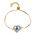 Detail of adjustable gold heart bracelet with micro-pave zircons and evil eye charm - Shell Heart Style (15)