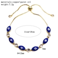 Adjustable evil eye slider bracelet with blue enamel eye charms and white crystals - Blue